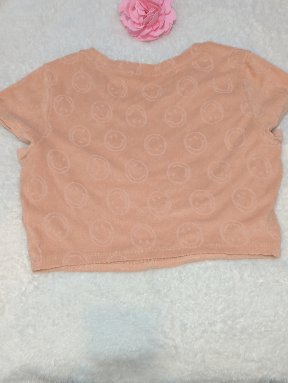 aerie Peach Tan Terrycloth Smiley Crop Top New With Tags Size Small NWT
